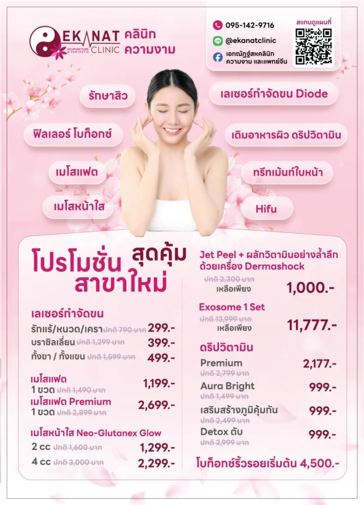 โปรโมชั่นความงาม สำหรับลูกค้าใหม่ เอกณัฏฐ์คลินิก EkanatClinic